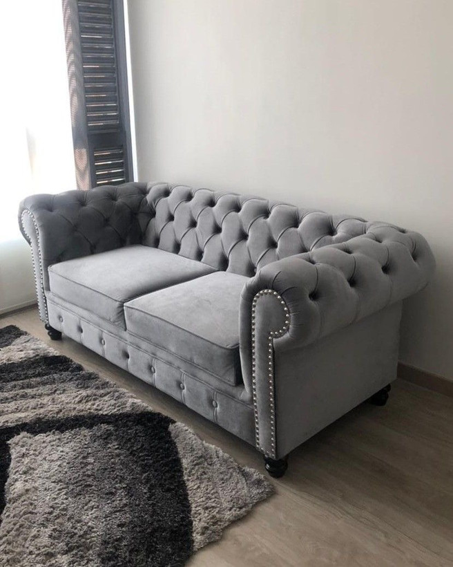 مبل چستر پارچه ای طوسی